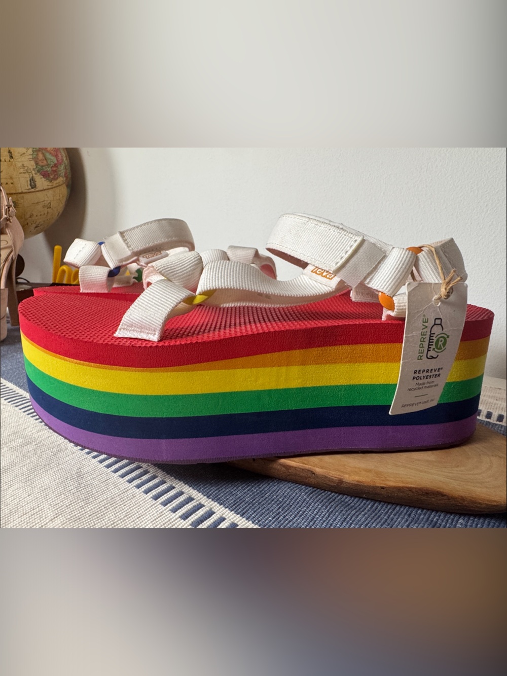 Teva White Sandals with Rainbow Platform - Picture 12 of 13